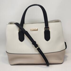 Kate Spade Laurel Way Evangelie Leather Satchel Crossbody Handbag Beige Cream